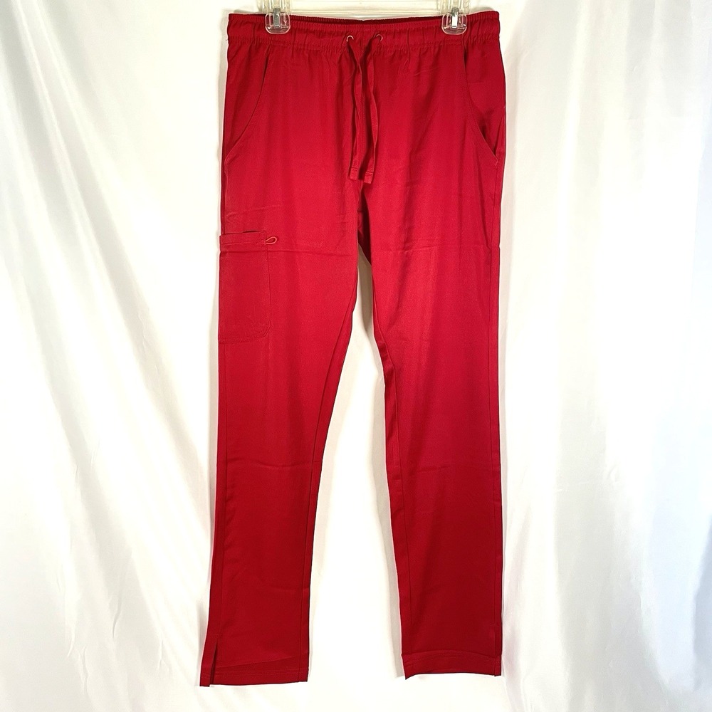 Medichic Women's Cargo Straight Leg Scrub Pants Red M Medical Tech Vet Nursing